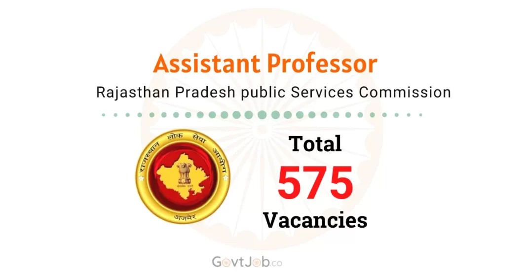 RPSC Assistant Professor Recruitment 2024 for 575 Vacancies.