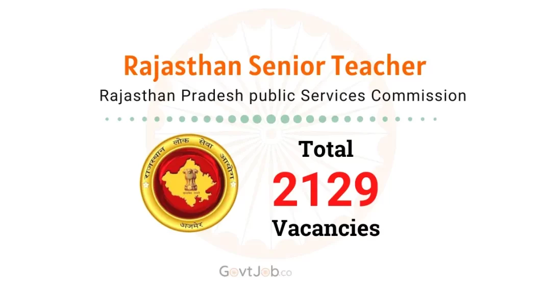 RPSC Senior Teacher Recruitment 2024 for 2129 Vacancies.