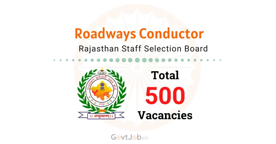 Rajasthan Roadways Conductor Recruitment 2024 for 500 Vacancies.